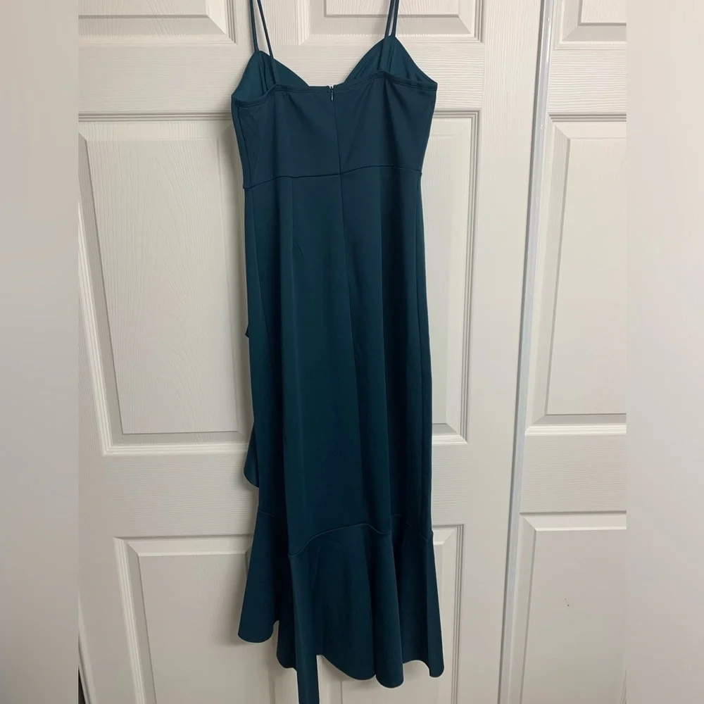 Alexa B Nites midi Formal Spaghetti Strap Ruffle Front Dress Size 4‎ Color Jade - Picture 2 of 11